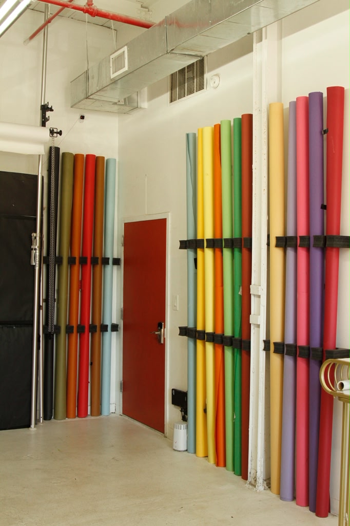 Wall of colorful seamless paper backdrops